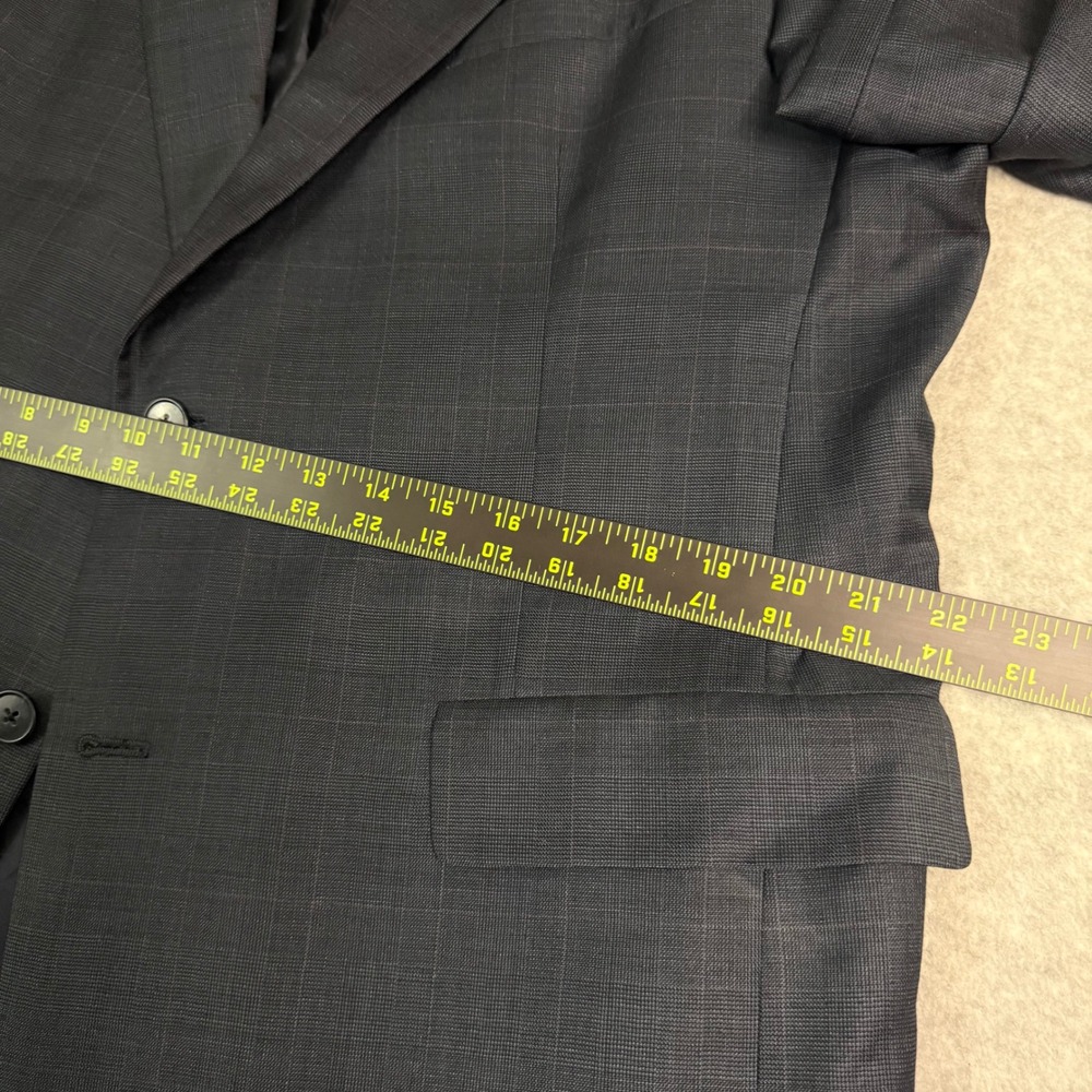 Hart Schaffner Marx Dillard's Mens 44R Blazer Pure New Wool Glen Plaid Charcoal - Picture 9 of 16